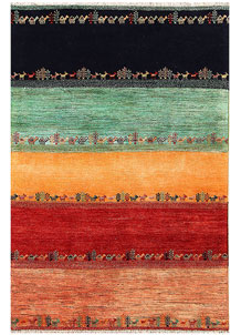 Multi Colored Gabbeh 4' 6 x 6' 6 - No. 56739