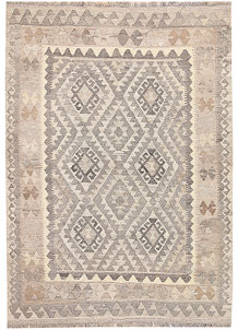 Antique White Kilim 4' 2 x 5' 11 - No. 62931