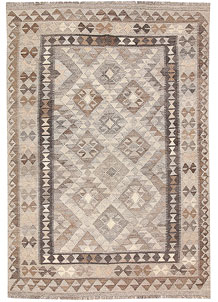Light Grey Kilim 4' 2 x 6' 2 - No. 62935