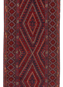 Dark Red Mashwani 2' 7 x 11' 11 - SKU 63309