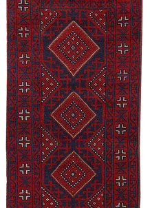Dark Red Mashwani 2' 7 x 11' 11 - No. 63473