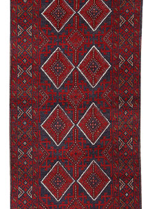 Dark Red Mashwani 2' 6 x 12' 4 - No. 63493