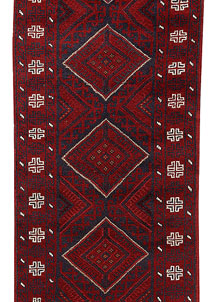 Dark Red Mashwani 2' 5 x 11' 8 - No. 63498
