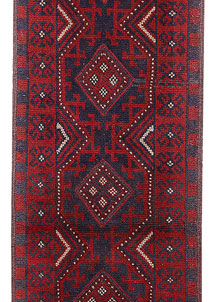 Dark Red Mashwani 2' 1 x 7' 7 - No. 63640