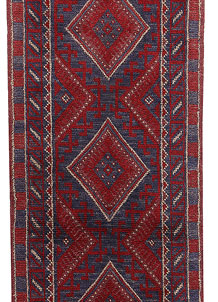 Dark Red Mashwani 2' x 7' 9 - No. 63648