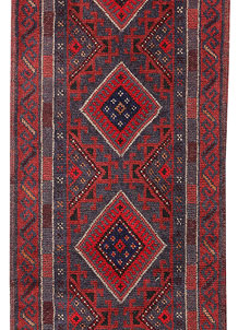 Dark Red Mashwani 2' 1 x 8' 3 - No. 63663