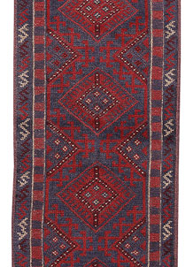 Dark Red Mashwani 2' x 8' 10 - No. 63695