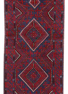 Dark Red Mashwani 2' x 8' 4 - No. 63700