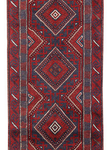 Dark Red Mashwani 2' x 8' 5 - No. 63723