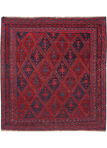 Dark Red Mashwani 3' 11 x 4' 1 - No. 63757
