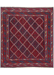 Dark Red Mashwani 3' 10 x 4' 3 - No. 63777