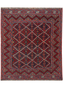 Dark Red Mashwani 3' 8 x 4' 3 - No. 63791