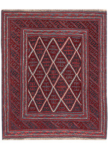 Dark Red Mashwani 3' 5 x 4' 2 - No. 63864