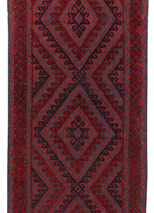 Dark Red Mashwani 2' 9 x 13' 1 - SKU 64276