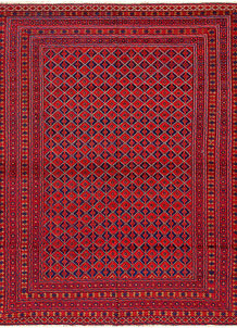 Dark Red Mashwani 7' 2 x 9' 4 - No. 64401