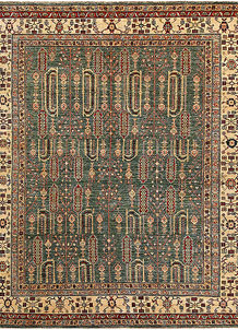 Dark Olive Green Kazak 6' 8 x 8' 1 - No. 65028