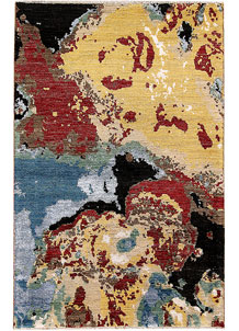 Multi Colored Abstract 4' 6 x 6' 11 - No. 65085