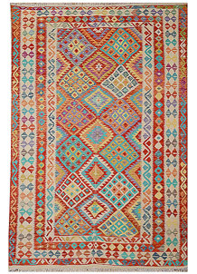 Multi Colored Kilim 6' 3 x 9' 1 - No. 70348