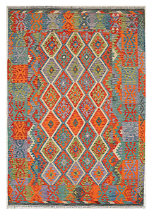 Multi Colored Kilim 6' 10 x 9' 10 - No. 70376