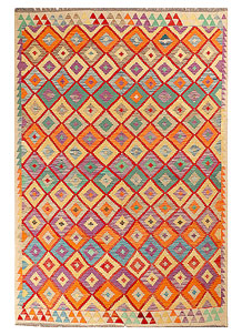 Multi Colored Kilim 6' 8 x 9' 4 - No. 70398