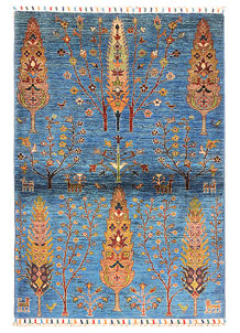 Cornflower Blue Kazak 3' 4 x 5' - SKU 71518