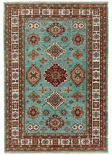 Light Sea Green Kazak 4' 10 x 7' 1 - SKU 73656