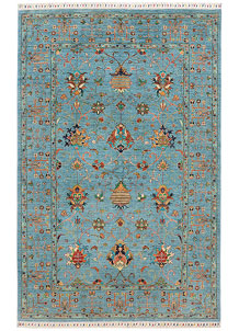 Steel Blue Kazak 5' 8 x 8' 7 - SKU 73803