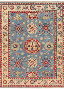 Light Slate Grey Kazak 4' 10 x 6' 3 - SKU 73806